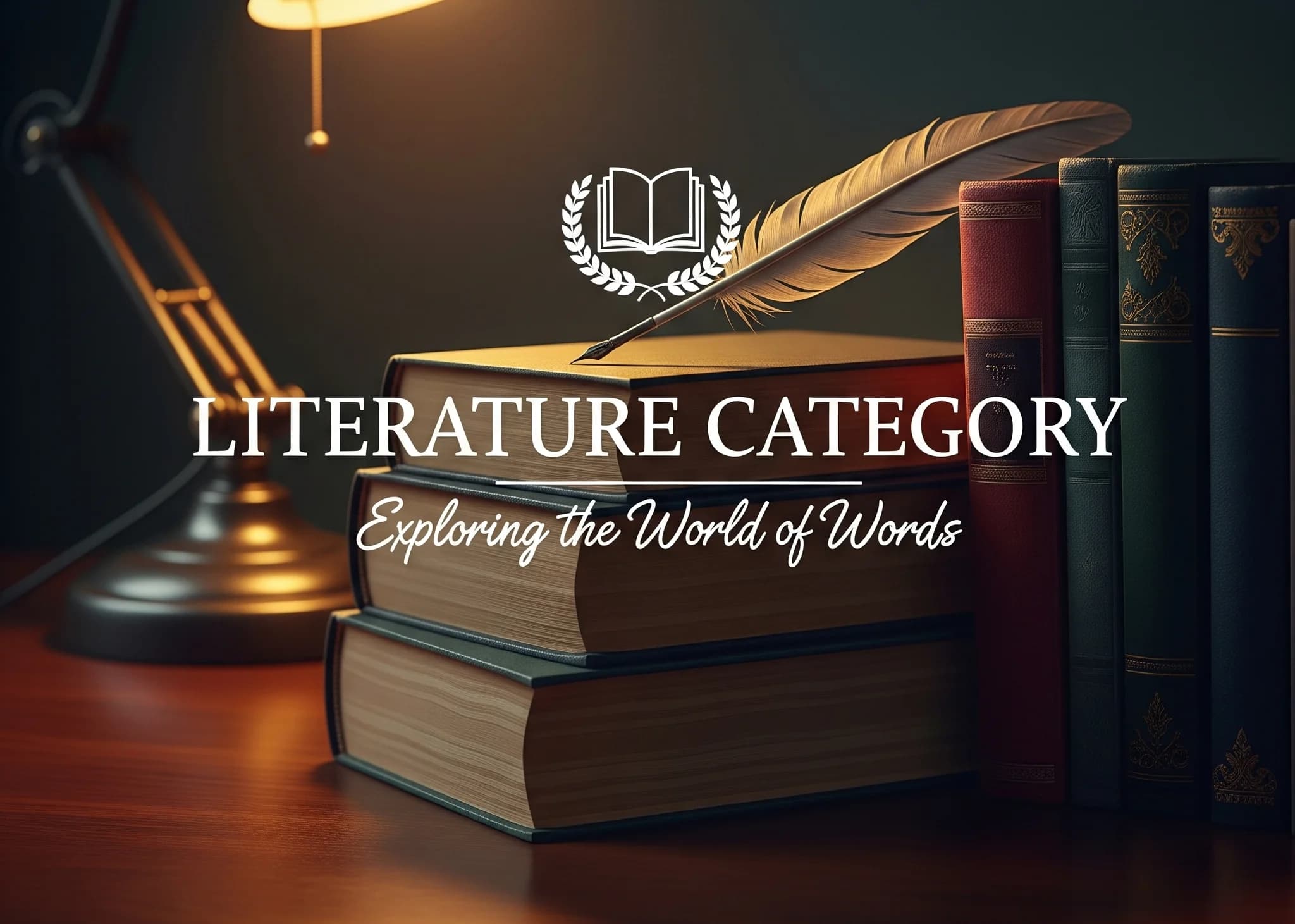 Banner de literatura, libros en una mesa